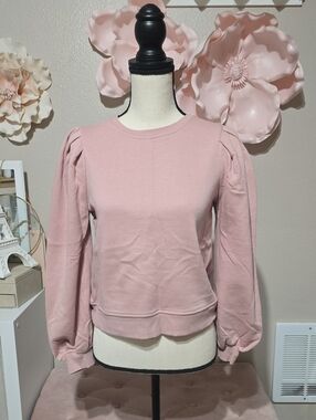 Paper Crane Dusty Blush Puff-Sleeve Sweatshirt